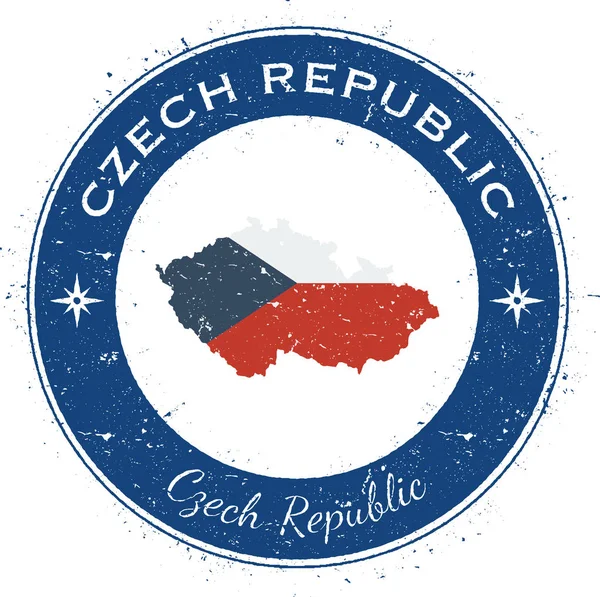 Insignia patriótica circular de la República Checa Sello de goma Grunge con mapa de la bandera nacional y la República Checa — Vector de stock
