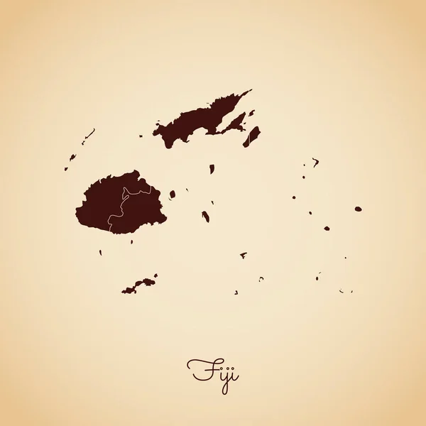 斐济地区地图复古风格棕色大纲旧纸张背景详细上的映射的斐济地区 — 图库矢量图片