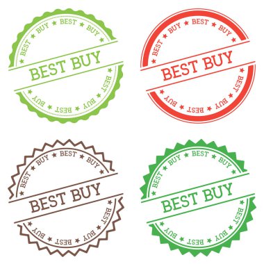 Düz beyaz arka plan üzerinde izole en iyi satın almak rozet stil yuvarlak etiket metin dairesel amblemi ile