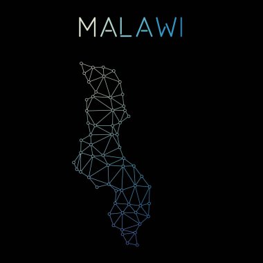 Malavi ağ harita soyut poligonal harita tasarım ağ bağlantıları illüstrasyon vektör