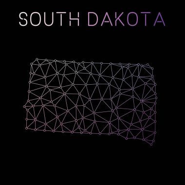 Devlet bize tasarım ağ bağlantıları vektör harita Güney Dakota Ağ Haritası soyut çokgen