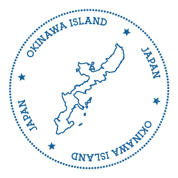 Okinawa Island map sticker Hipster and retro style badge Minimalistic insignia with round dots — Stock Vector