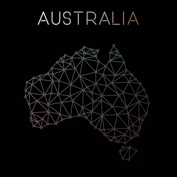 Australien Netzwerkkarte abstrakte polygonale Karte Design Netzwerkverbindungen Vektorillustration — Stockvektor