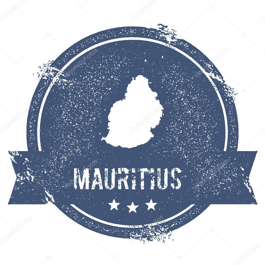 Mauritius logo sign Travel rubber stamp with the name and map of island vector illustration Can