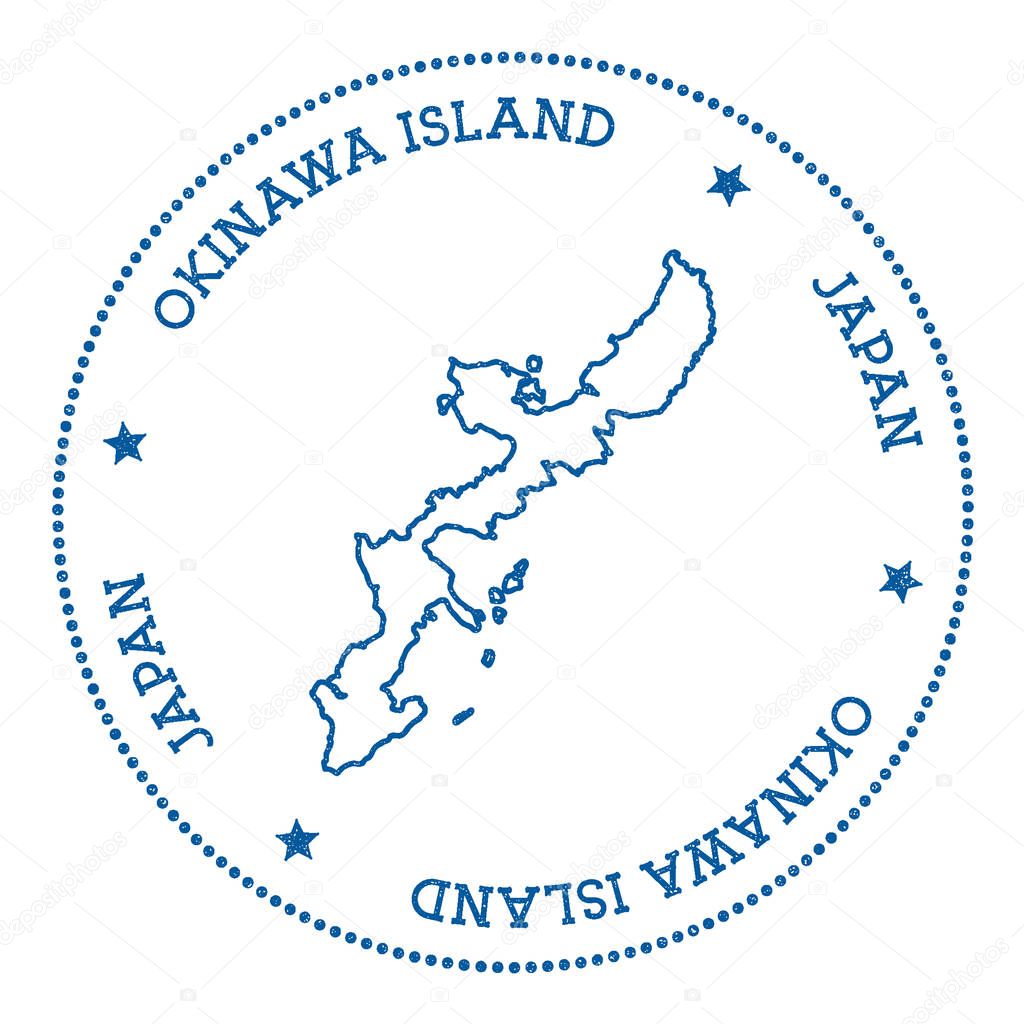 Okinawa Island map sticker Hipster and retro style badge Minimalistic insignia with round dots