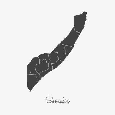 Somali bölgesi gri anahat Somali bölgeler vektör beyaz arka plan detaylı haritada göster