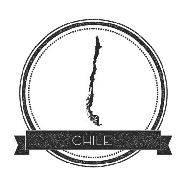 Retro sıkıntılı Şili rozeti ile harita Hipster lastik damgası ile ülke adı afiş vektör yuvarlak
