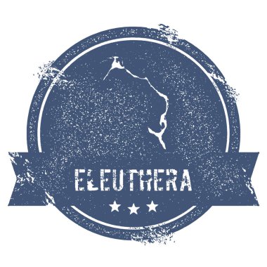 Eleuthera logo işareti seyahat lastik damga adı ve ada vektör çizim Can Haritası