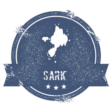 Sark logo işareti seyahat lastik damga adı ve ada vektör çizim Haritası olabilir