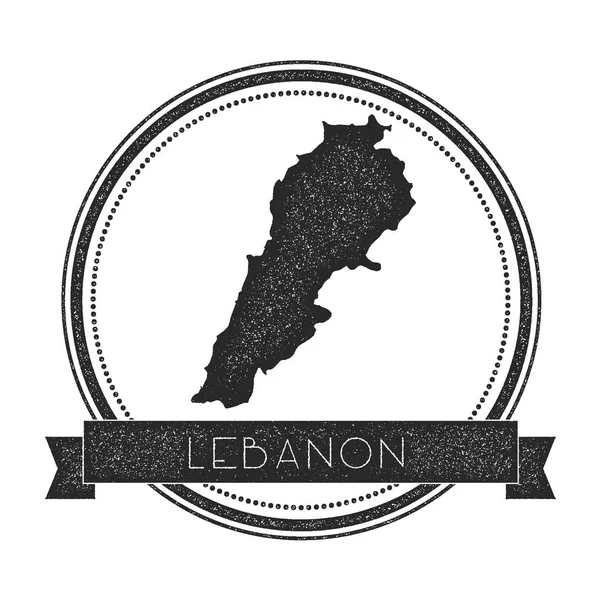 Retro distressed Lebanon badge with map Hipster round rubber stamp with country name banner vector — Stock Vector