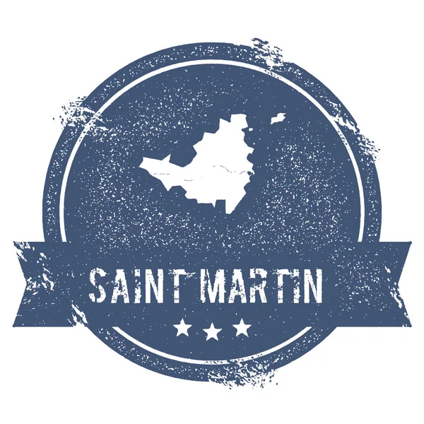 Signo del logotipo de Saint Martin Sello de goma de viaje con el nombre y el mapa de la ilustración del vector de la isla — Vector de stock