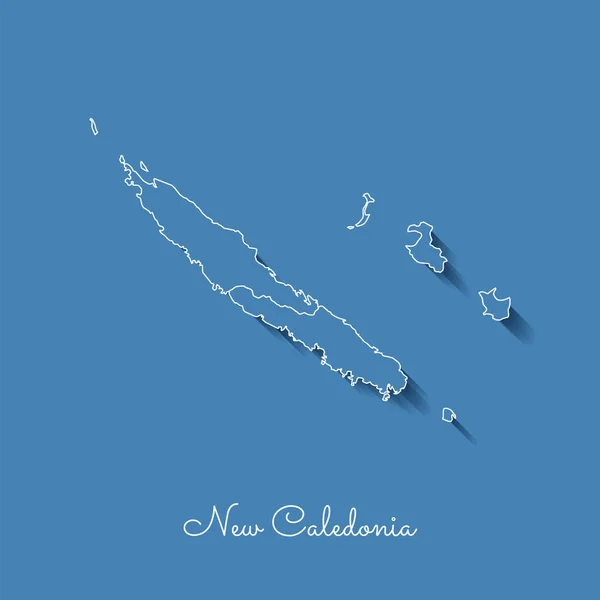 Nya Kaledonien regionen karta blå med vit kontur och skugga på blå bakgrund detaljerad karta över nya — Stock vektor