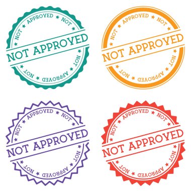 Düz beyaz arka plan üzerinde izole rozet onaylanmamış tarzı yuvarlak etiket metin dairesel amblemi ile