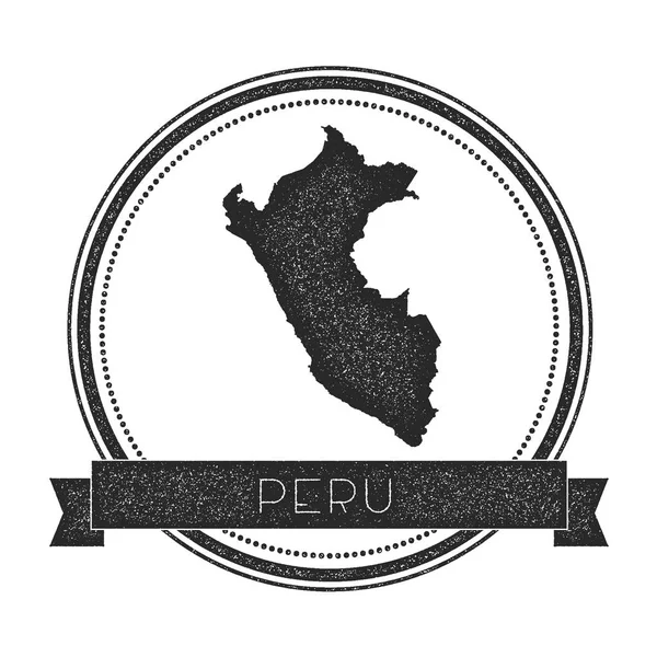 Badge Pérou Retro en détresse avec carte Timbre en caoutchouc rond Hipster avec le nom du pays bannière vecteur — Image vectorielle