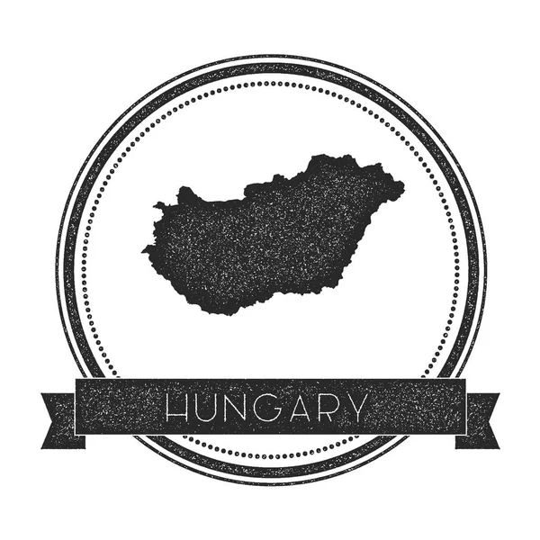 Retro noodlijdende Hongarije badge met kaart Hipster ronde Rubberstempel met land naam banner vector — Stockvector