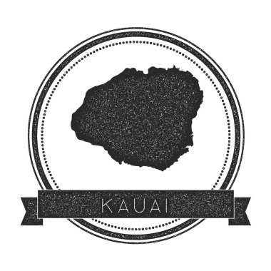Kauai harita damga Retro sıkıntılı Insignia Hipster rozeti ile metin afiş Adası vektör yuvarlak