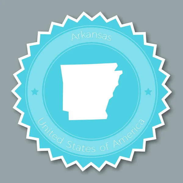Arkansas badge plat design ronde platte stijl sticker van de trendy kleuren met de Braziliaanse kaart en naam — Stockvector