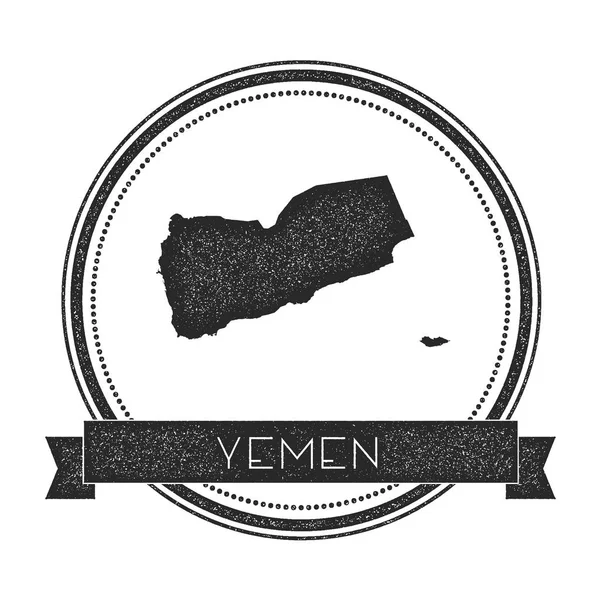 Emblema do Iêmen retro angustiado com mapa Carimbo de borracha redondo Hipster com vetor de bandeira de nome do país — Vetor de Stock