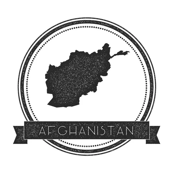 Retro sıkıntılı Afganistan rozeti ile harita Hipster yuvarlak lastik damgası ile ülke adı bayrak — Stok Vektör