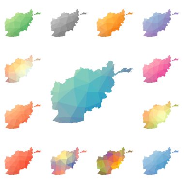 Afganistan geometrik poligonal mozaik tarzı koleksiyon parlak soyut mozaik düşük haritalar