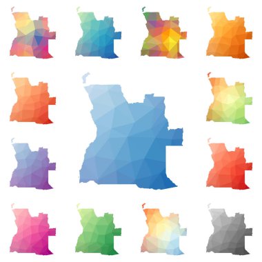 Angola geometrik poligonal mozaik tarzı koleksiyon parlak soyut mozaik düşük Poli haritalar