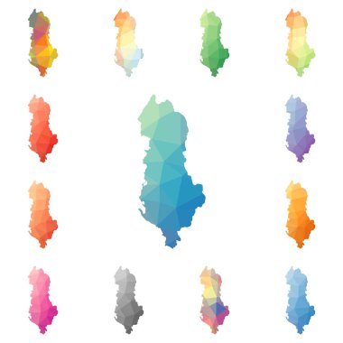 Arnavutluk geometrik poligonal mozaik tarzı koleksiyon parlak soyut mozaik düşük Poli haritalar