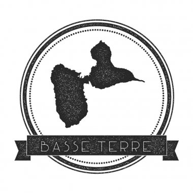 Basseterre ada harita damga Retro sıkıntılı Insignia Hipster yuvarlak metin afiş ile rozet