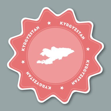 Kırgızistan ülke adı ile trendy renkler yıldız şeklinde seyahat etiket Etiket Eşleme ve Can göster