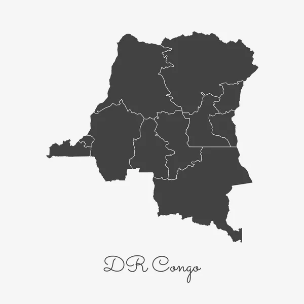 Dr Congo regionu mapa šedý obrys na bílém pozadí podrobné mapy regionů Dr Kongo vektor — Stockový vektor