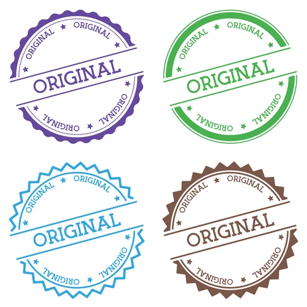 Original-Abzeichen isoliert auf weißem Hintergrund flachen Stil rundes Etikett mit Text kreisförmiges Emblem — Stockvektor