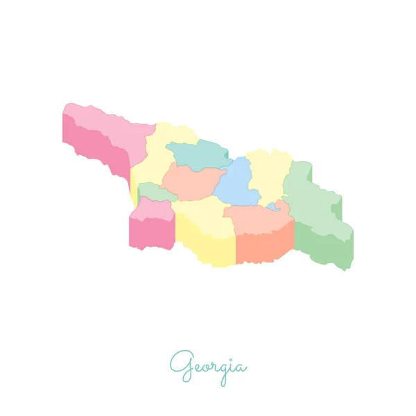 Georgien region map bunte isometrische Draufsicht Detailkarte der georgischen Regionen Vektor — Stockvektor