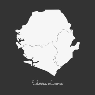 Sierra Leone bölge harita beyaz anahat Sierra Leone bölgeleri gri arka plan detaylı haritada