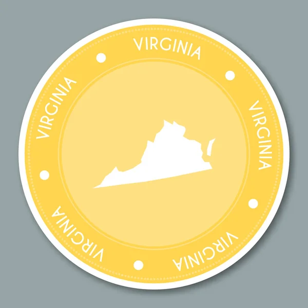Virginia label flat sticker design Patriotic US state map round lable Round badge vector — Stock Vector