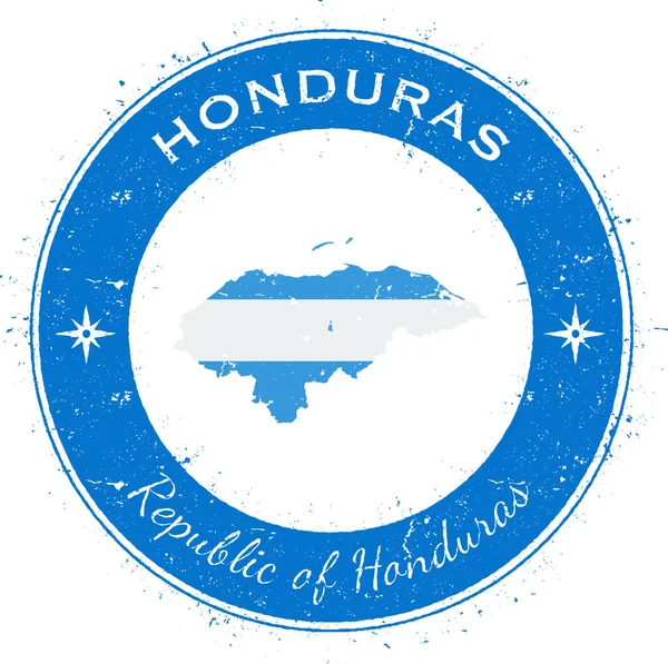 Honduras körkörös hazafias jelvény Grunge gumibélyegző nemzeti zászló megjelenítése és a Honduras — Stock Vector