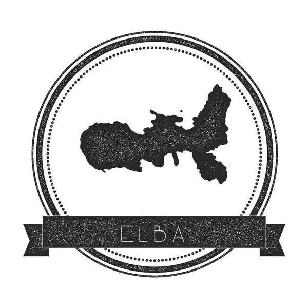 Elba map stamp Retro distressed insignia Hipster round badge with text banner Island vector — Stock Vector