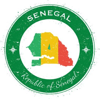 Senegal circular patriotic badge Grunge rubber stamp with national flag map and the Senegal clipart