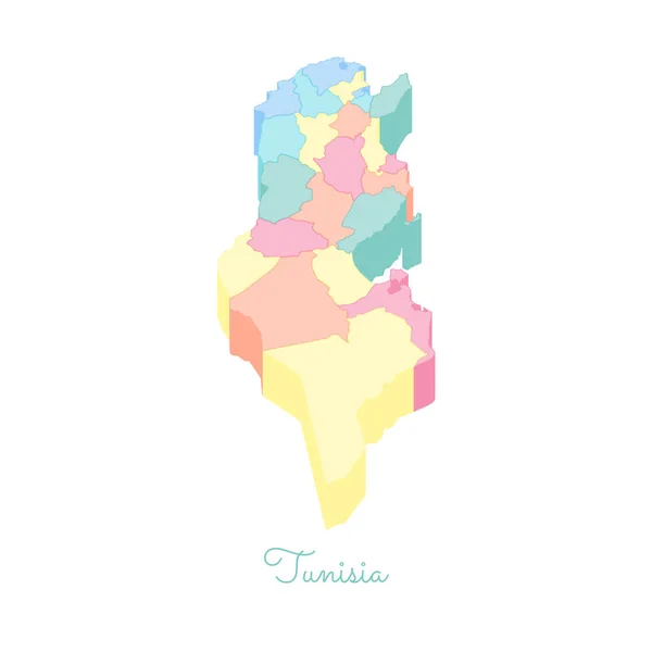 Tunisia region map bunte isometrische Draufsicht Detailkarte der tunisia region vektor — Stockvektor