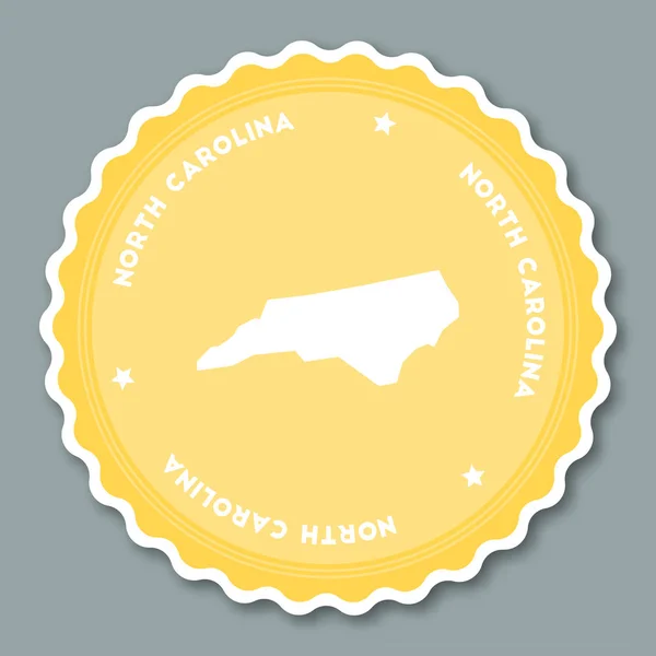 North Carolina Aufkleber flaches Design rund flachen Stil Abzeichen in trendigen Farben mit der Landkarte und — Stockvektor