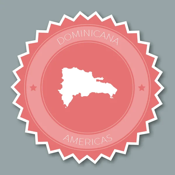 Insignia de República Dominicana diseño plano Adhesivo redondo de estilo plano de colores de moda con mapa de país y — Vector de stock