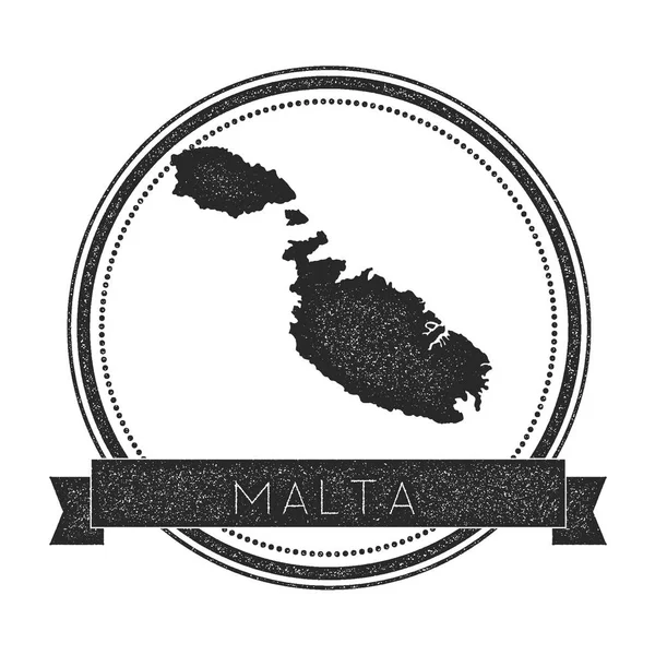 Malta Haritası damga Retro sıkıntılı Insignia Hipster rozeti ile metin afiş Adası vektör yuvarlak