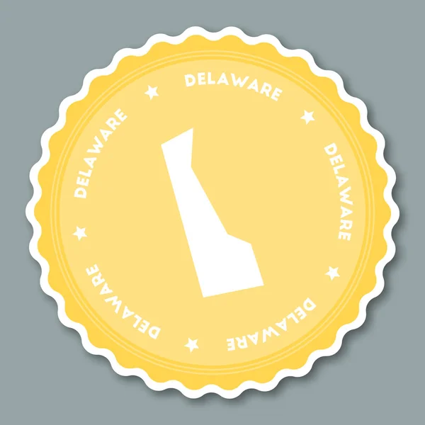 Sticker Delaware design plat Badges ronds de style plat de couleurs tendance avec la carte et le nom de l'État — Image vectorielle