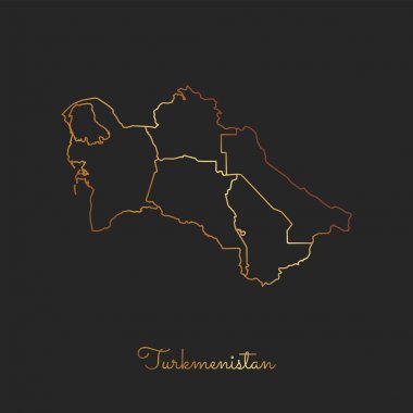 Türkmenistan bölgesi harita altın gradyan anahat Türkmenistan koyu arka plan detaylı haritada
