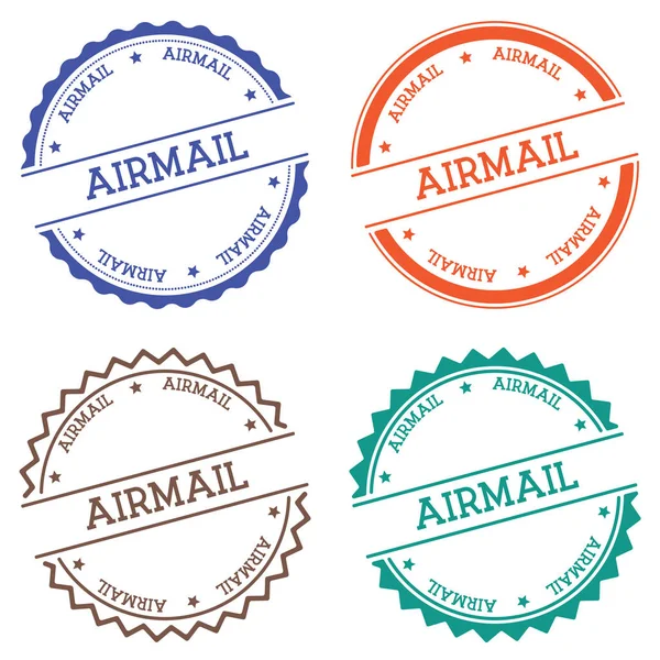 Insignia de correo aéreo aislada sobre fondo blanco Etiqueta redonda de estilo plano con texto Vector de emblema circular — Vector de stock