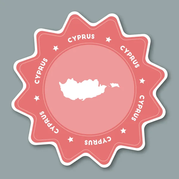 Cyprus kaart sticker in trendy kleuren ster vormige reizen sticker met de naam van het land en de kaart kan worden — Stockvector