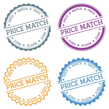 Price match badge isolated on white background Flat style round label with text Circular emblem clipart