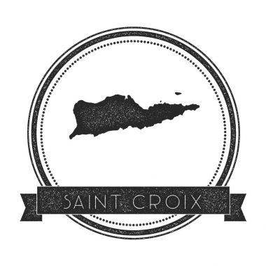 Saint Croix harita damga Retro sıkıntılı Insignia Hipster yuvarlak rozeti metin afiş ada