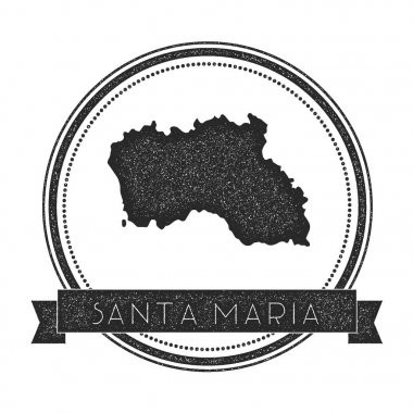 Santa Maria Adası harita damga Retro sıkıntılı Insignia Hipster yuvarlak metin afiş ile rozet