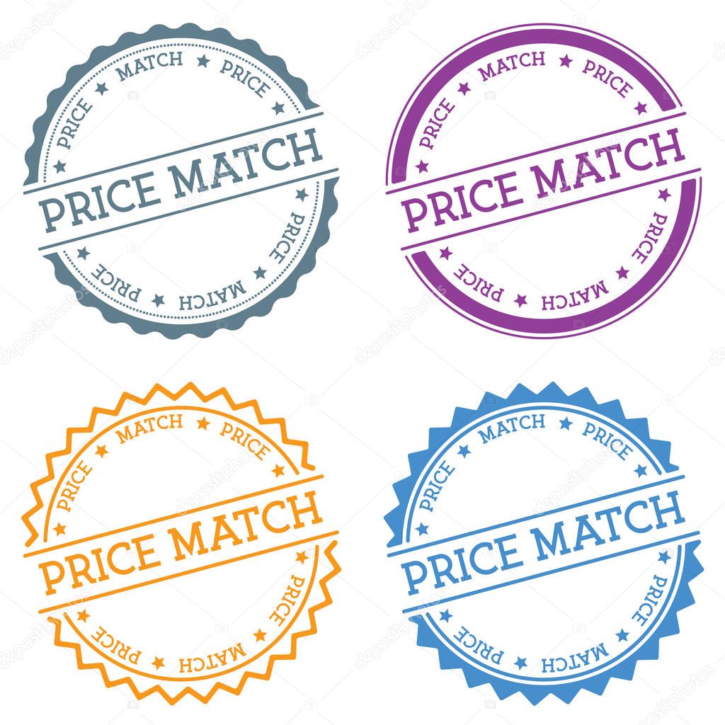 Price match badge isolated on white background Flat style round label with text Circular emblem