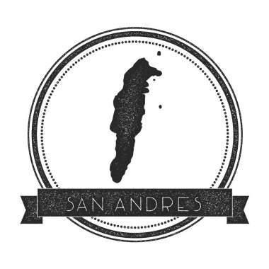 San Andres harita damga Retro sıkıntılı Insignia Hipster rozeti ile metin afiş Adası vektör yuvarlak