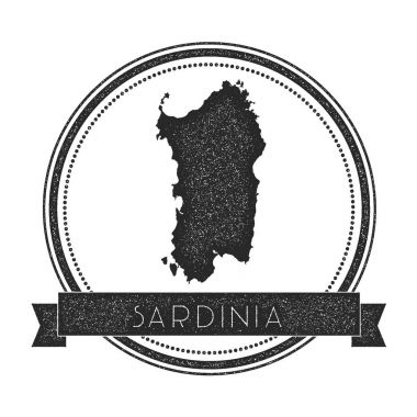 Sardunya harita damga Retro sıkıntılı Insignia Hipster rozeti ile metin afiş Adası vektör yuvarlak